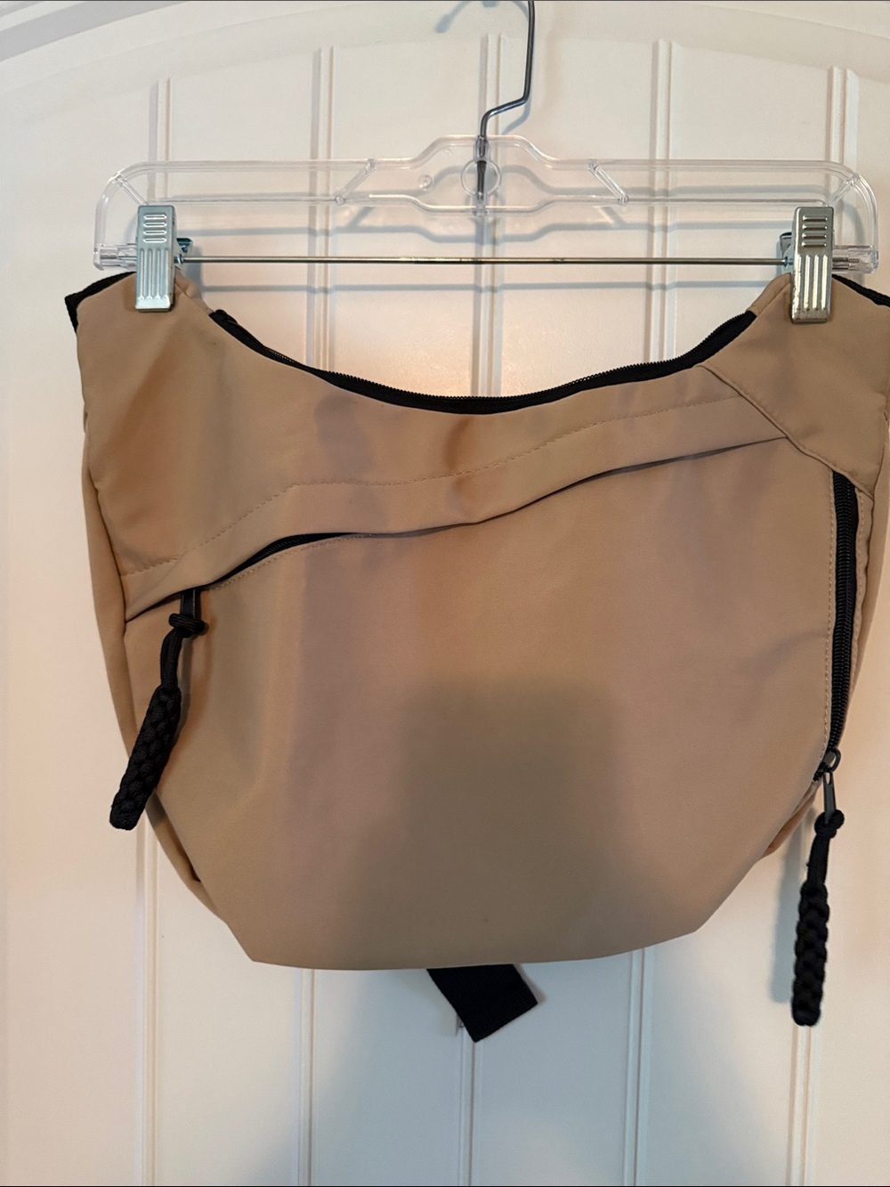 Everyday Beige Crossbody Bag with Zip Pockets